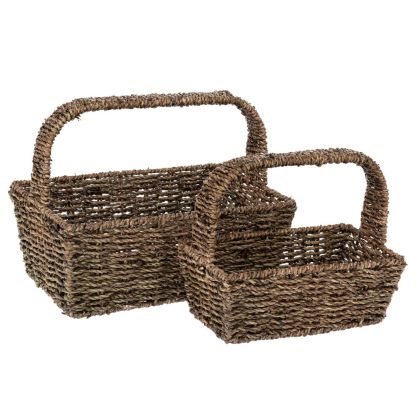 Set of 2 baskets with handles 30X20X12 24X14X10 cm