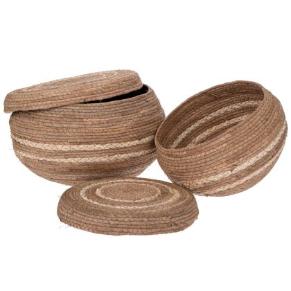 Set of 3 natural rope baskets