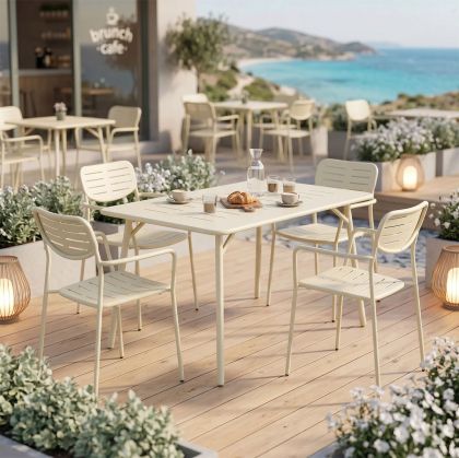 Moraja Deraby 5-piece set, cream metal, 140x80x72cm