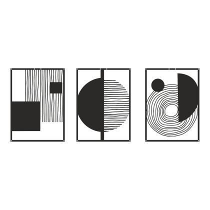 Harimia 3-piece wall decoration set, black metal, 37x0.15x50cm