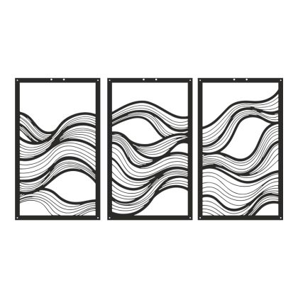 Oceana 3-piece wall decoration set, black metal, 30x0.15x50cm