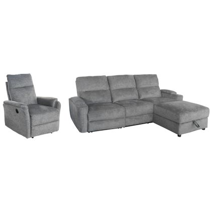 Sofa-relax armchair set Synthia HM10736.03 gray fabric--electric adjustment [r]