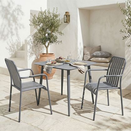 Heven Vista table and chairs set 3 pieces anthracite aluminum 80x80x72cm