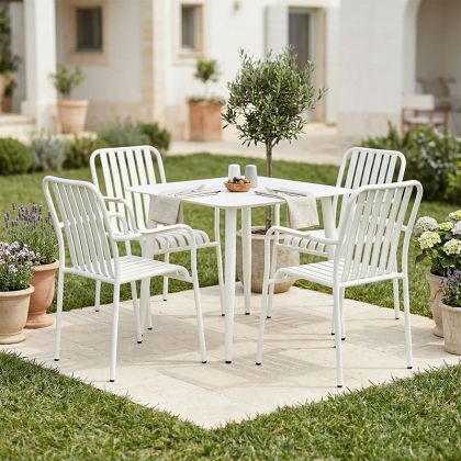 Heven Vista table and chairs set, set of 5 pieces, black aluminum, 80x80x72cm