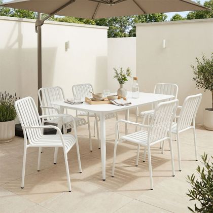 Heven Vista table and chairs set, 7-piece set, black aluminum, 150x80x72cm