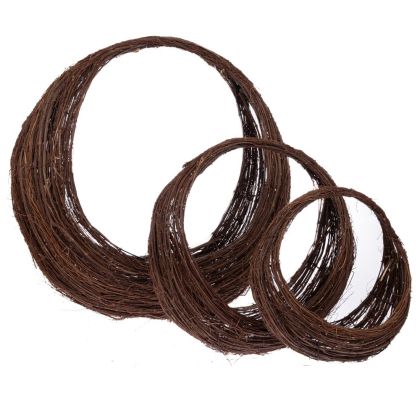 Set of 3 natural wicker baskets with handle