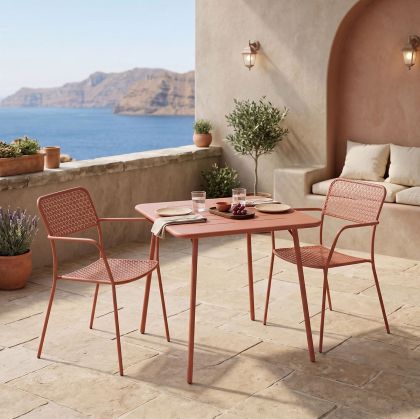 Set of 3 federal pieces Moraja, terracotta, metal, 70x70x73 cm