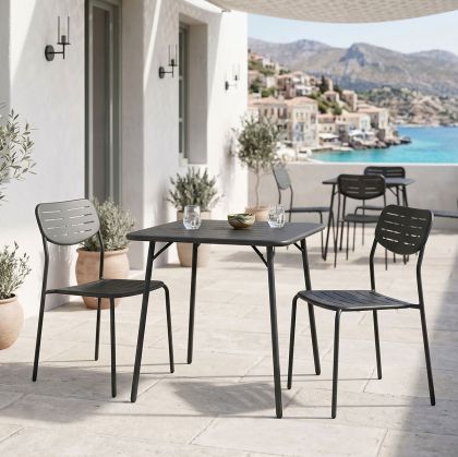 Moraja Deraby I 3-piece set, black metal, 70x70x73cm