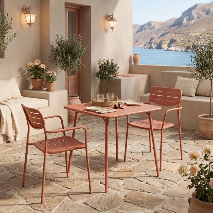 Moraja Deraby 3-piece set, terracotta, metal, 70x70x73cm