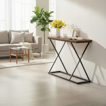 Console tables Glimmer, walnut with black metal, 100x30x80 cm