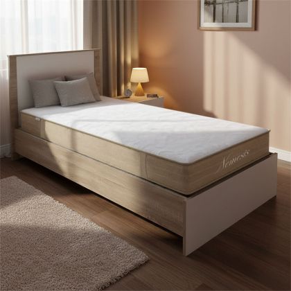 Bed with mattress Athos-Nemesis sonoma-white 90x190cm