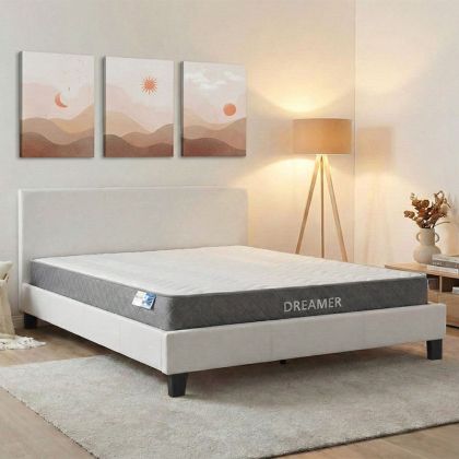 Bed with mattress Nevil-Dreamer pu white 150x200cm