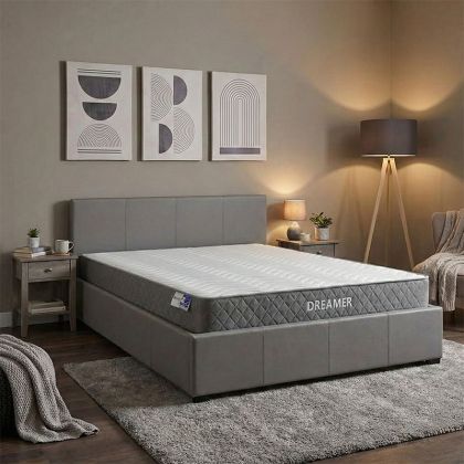 Bed with mattress and storage space Norse-Dreamer pu gray 160x200cm