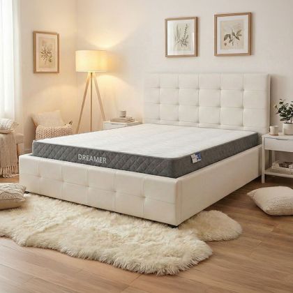 Bed with mattress and storage space Roi-Dreamer pu white 160x200cm