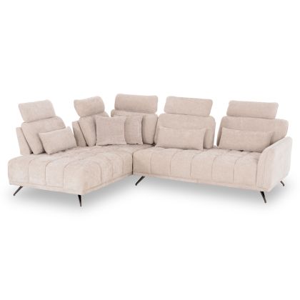 Left corner 5-seater sofa Myron SM3318.02L ecru fabric 290X110-225X110H