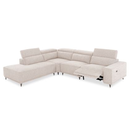 Left corner 5-seater sofa with adjustable backrest Lunaris SM3316.02L ecru fabric 307X267X94V