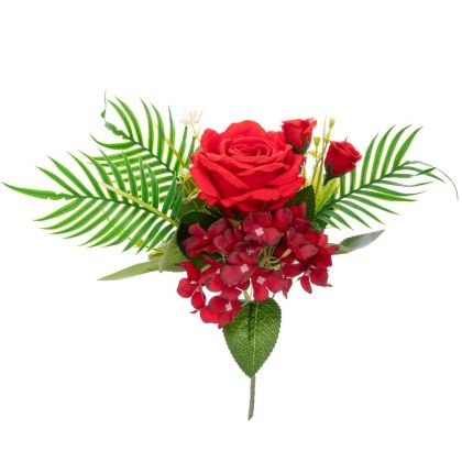 Small decorative bouquet of red roses with UV protection
