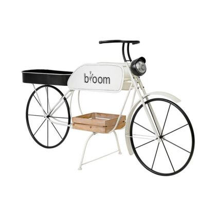 Метален декоративен ретро мотоциклет Bloom бяло-черен цвят 188X57X103СМ