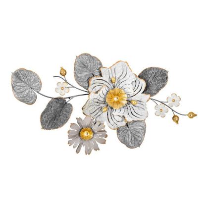 Metal wall decorative plate FL0399 gray-white-gold color 90X7X48CM