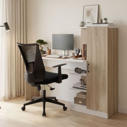 Office with bookcase and cabinet Ofisio sonoma-white 152.3x40x120cm