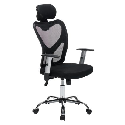 Office chair Cuore HM1207.01 black mesh fabric - black frame - chrome base 63X61X125ВСМ.
