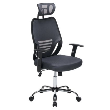 Office chair HM1206.02 gray mesh fabric - chrome base 63X64X122ВСМ.