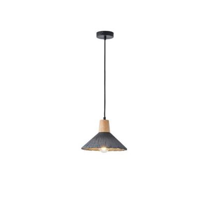 Chandelier rubber wood-concrete single lamp 1XΕ27 Max 15W Ø250X1680MM black Arte Illumina Gesso