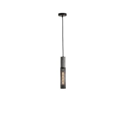 Concrete and metal chandelier, single lamp, 1XΕ27 Max 15W Ø65X1880MM, black, Arte Illumina Scouro
