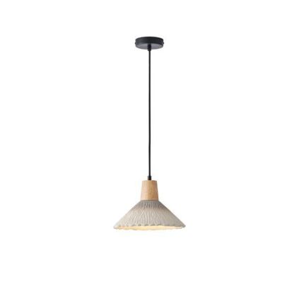 Rubber chandelier, wood-concrete, single lamp, 1XΕ27 Max 15W Ø250X1680 mm, khaki, Arte Illumina Gesso