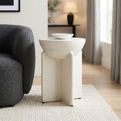 Side table Jenby solid mango wood white D40x50 cm