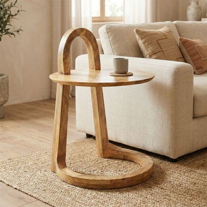 Side table Kallos solid mango wood in natural shade 45x45x60cm