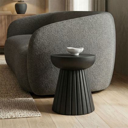 Side table Nemira solid mango wood, black, D30x35 cm