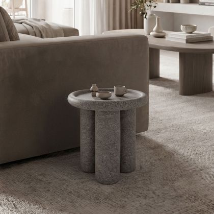 Side table Nenxia Stone grey matt MGO D40x45cm