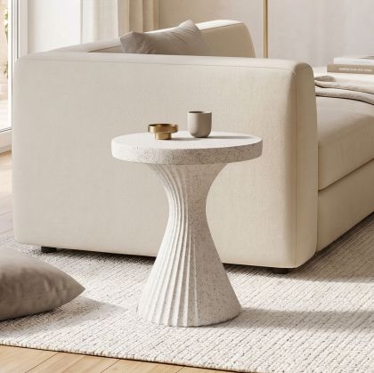 Side table Nomelo Stone white matt MGO D38x46.5cm