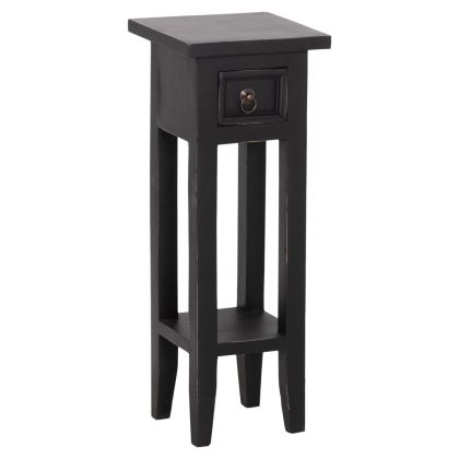 Side table Ramu HM9484.02 mahogany wood with drawer in black 25X25X66.5 cm.