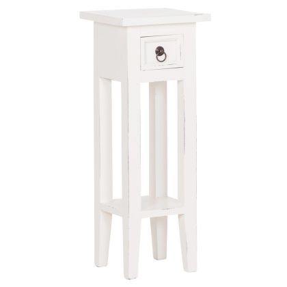 Side table Ramu HM9484.03 mahogany wood with drawer in white 25X25X66.5 cm.