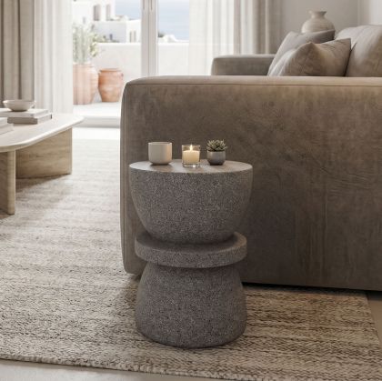 Side table Stone Sezano gray matte MGO D34x45cm