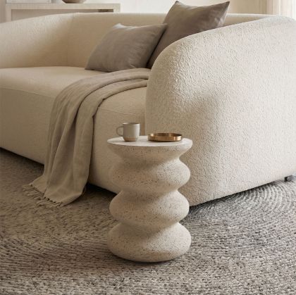 Side table Venezia Stone Fenfeno ecru matte MGO D33x40cm