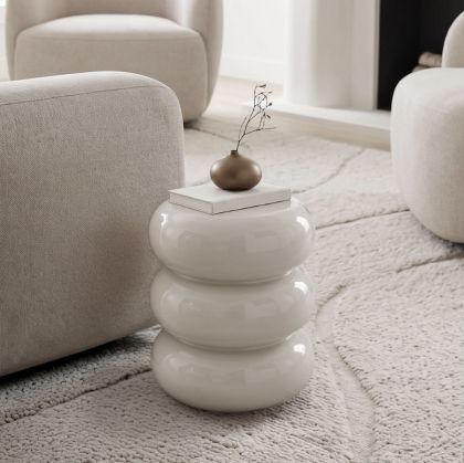 Side table Venezia Zoubi white glossy MGO D35x43cm