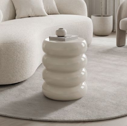 Side table Venezia white glossy MGO D35x46cm