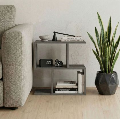Wesmol side table-shelf, anthracite, marble look, 50x20x50 cm