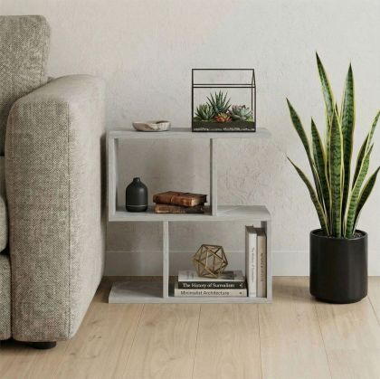 Wesmol side table-shelf, gray marble look, 50x20x50 cm