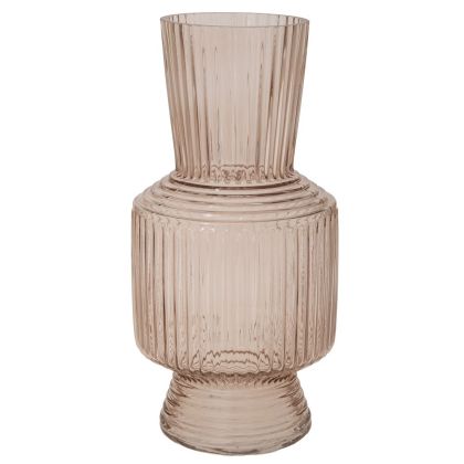 Transparent striped glass vase D15X30 cm