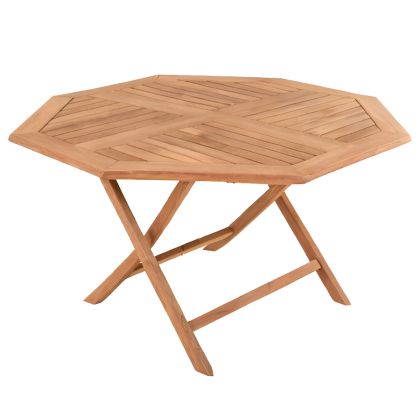 Folding table for outdoor dining furniture Karlin HM6618 teak wood - natural color 120X120X75 cm.