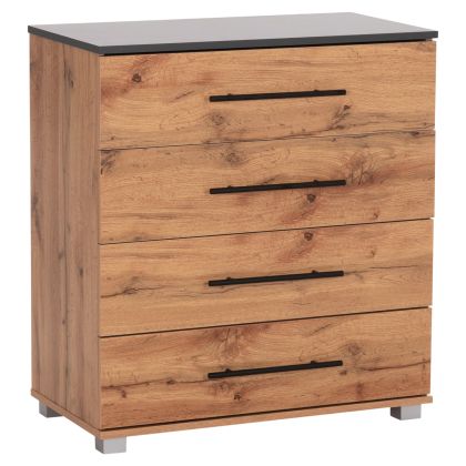 Chest of drawers with 4 drawers Carys HM745.12 melamine in natural/gray color 75X40X83 cm.