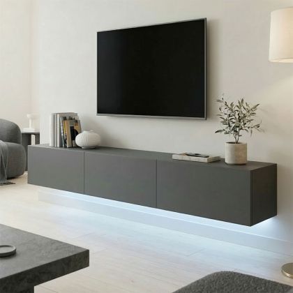 Wall-mounted TV cabinet with LED Rival anthracite 180x35x30cm