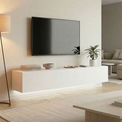 Wall-mounted TV cabinet with LED Rival white 180x35x30cm