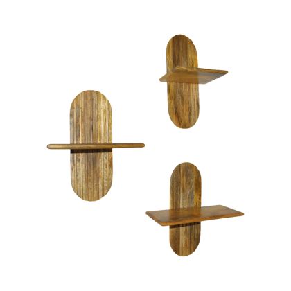 Arcadia wall shelf 3 pcs. solid mango wood in natural shade 30x20x40cm