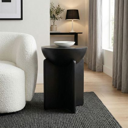 Side table Jenby solid mango wood, black, 40x50 cm