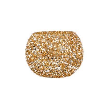 Стъклен свещник Mosaic златист цвят 13X10СМ